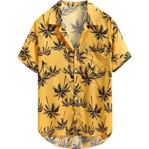High Quality Mens Printed Hawaiian Shirt Loose Beachwear Short Sleeve Casual Buttons Shirt Blouses Tops Plus Size Shirts Men