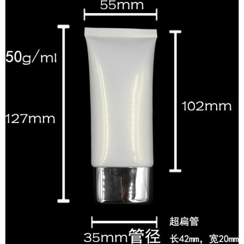 Wholesale-100pcs/lot 50ml oval white empty soft tube, cosmetic empty tube, cream lotion tube