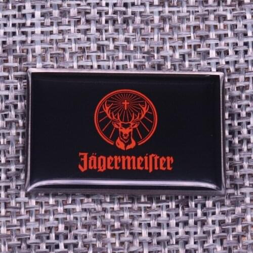 Jagermeister Flag Brooch Europes Drink liqueur collectible lapel Pin vintage decor rock n roll jacket