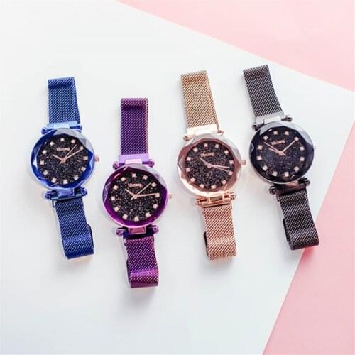 Starry Rhinestone Dial Watch Wristwatches Iron Buckle Casual Business Elegant Women Quartz Watches