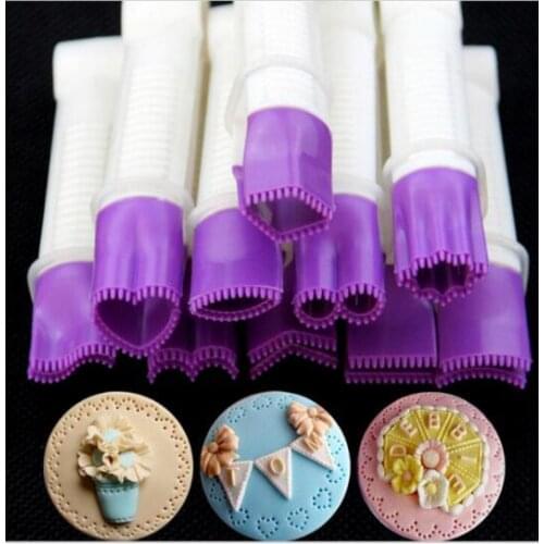 10pcs/set Plastic Fondant Biscuits Cake Flower Lacework Clip Lace Printing Engraving Mold Cutter Decoration Kitchen Baking Tools