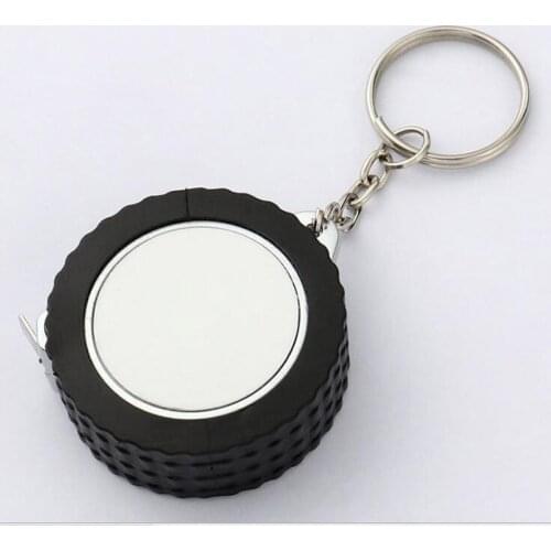 10pcs Sublimation DIY White Blank Tyre Shaped Single-Sided Metal 1M Tape MeasurePendants Keychains
