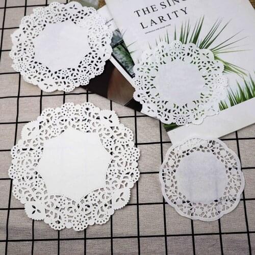100PCS DIY Round White Wrap Paper Gift Package Candy Cone Kids Favors Birthday Wedding Festival Party Decor Cake Mats Placemat
