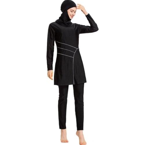 Arabic Islamic Women Swim Wear 3 piece Muslim Swimwear Hooded Hijab Swimsuit Modest Swim Surf Wear Sport Full Suit for Swimming