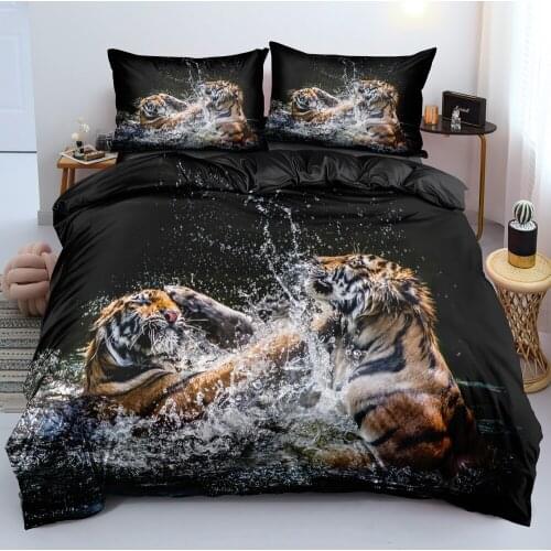 3D Custom Design Linens Bed Quilt Duvet Covers Set Pillow Shames Full King Queen Double Full Twin Size Black Tiger Bedding Sets