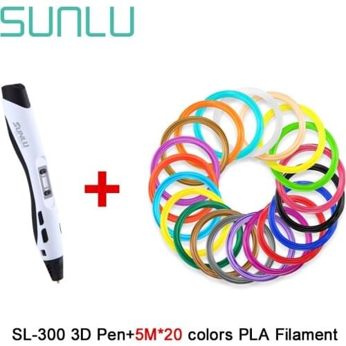 SUNLU 3d pen Best sl-300 3D pen support ABS and PLA filament diy drawing pen with lcd display printing pen with 5V 2A adapter