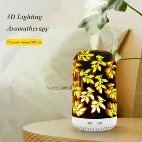3D Glass Essential Oil Diffuser USB Air Humidifier with Color Changing LED Aromatherapy Lamp Ultrasonic Cool Mist Aroma Diffuser