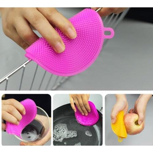 500pcs Round Shape Multifunctional Kitchen Washing Tool Silicone Scrubbers Dishwashing Brush Cleaning Brushes comb