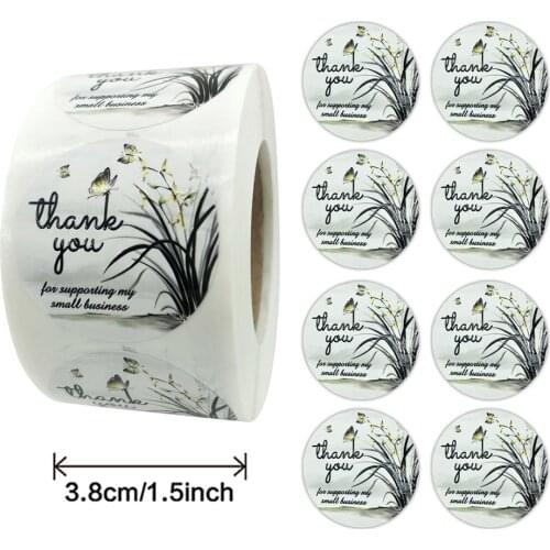 500Pcs/roll Phalaenopsis Thank You Sticker 3.8CM Sealing Label Gold Foil Gift Packaging Decoration Journal Stationery Stickers