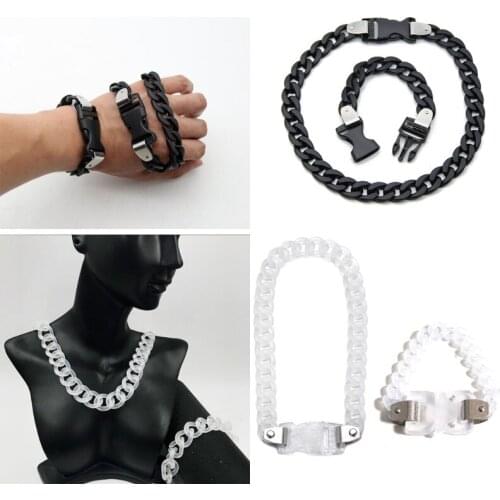 2Pcs Acrylic Chain Buckle Bracelet Necklace Rock Punk Transparent Chain Chokers K3ND