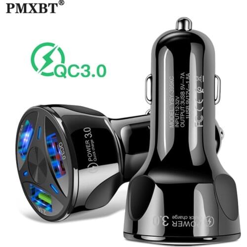 QC3.0 Mobile Phone Car Charger For iPhone 12 11 Pro MAX Samsung Xiaomi Redmi Multi-USB Power Adapter in Car 3Ports Fast Charging