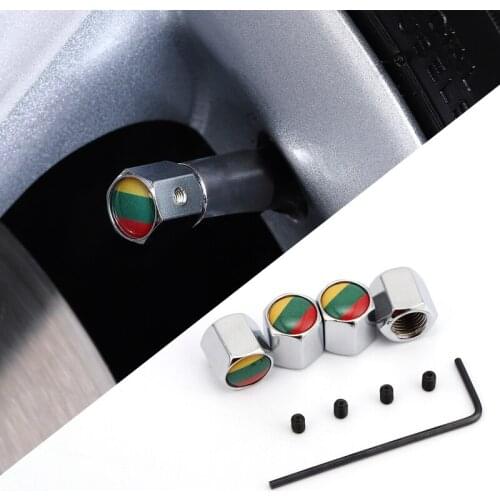 Lithuania Flag Car Wheel Tyre Air Valve Dust Covers Auto Accessories Tire Stems Caps for Audi Opel Jeep Skoda Opel Honda Toyota