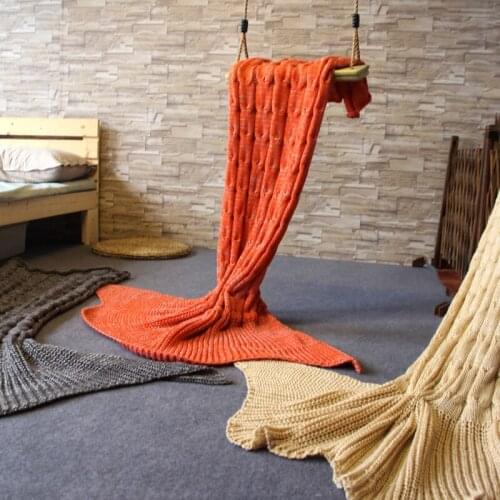 Free shipping Knitting hot sale Soft Mermaid Tail Sofa Blanket Throw Baby Air Conditional fish Blanket Cover Wrap Sleeping Bag