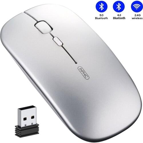 Wireless Mouse Mute Computer Mouse Bluetooth-Compatible 3.0 4.0 5.0 Mouse 2.4Ghz USB Optical Mice Rechargeable Ergonomic Mouse