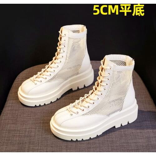 Martin boots summer 2021 thin breathable new thick soled white mesh hollow ankle boots summer sandal boots