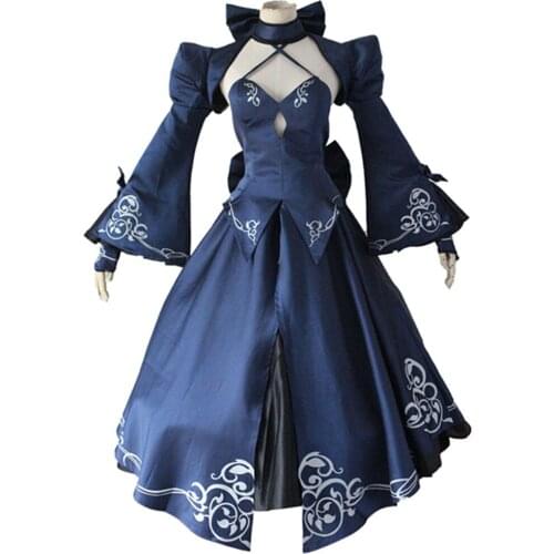 Brdwn Fate Zero Womens Alter Black Saber Arutoria Pendoragon Cosplay Costumes Battle Suit Maid Evening Dress