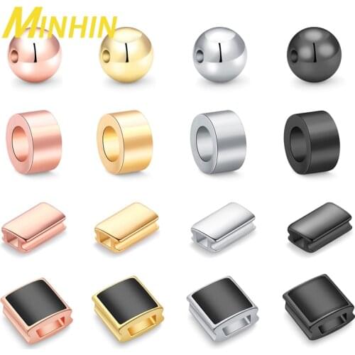MINHIN Bright Color Copper Metal Beads Rectangle Round Ball Stopper Spacer Loose Beads For DIY Jewelry Making Findings Supplies