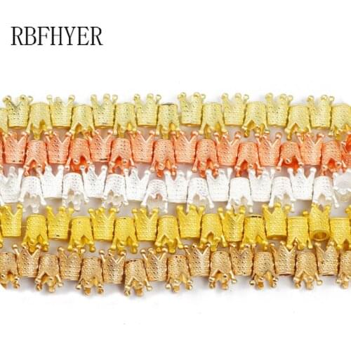 RBFHYER Matte Gold Silvers Crown Natural Hematite Stone Spacer Loose Beads For bracelet Necklace Making Diy Trendy Jewelry 13mm