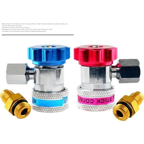 1/4 SAE R134A copper quick coupler air conditioning refrigerant adapter fluoride adjustable fitting car air conditioning tools