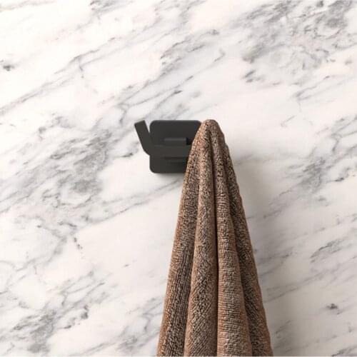 Matt Black Aluminum Dual Robe Hook-Matte Black