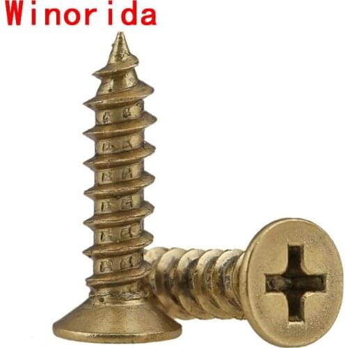 GuHua Brass Cross Recessed Countersunk Head Self-Tapping Screws KA Copper Philips Flat Head Tapping Wood Screw M3 M4M5 20pcs