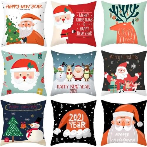 HUIRAN 45x45cm Cushion Cover Merry Christmas Decorations For Home 2020 Christmas Ornaments Xmas Gift New Year 2021 Navidad Noel