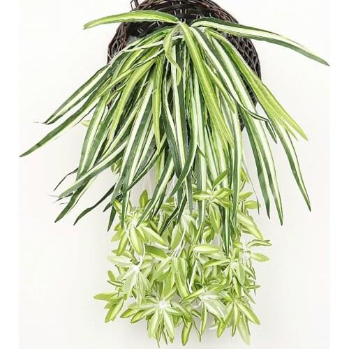 60cm3 Heads Artificial Flower Bracketplant Chlorophytum Orchids Rattan Wall Hanging Silk Flower Artificial Plant Home Shop Decor