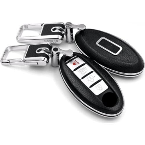 Car Leather Key Cover Case Chain For Nissan Versa Maxima Rogue Armada Sentra Qashqai X-Trail For Infiniti FX35 QX50 Accessories