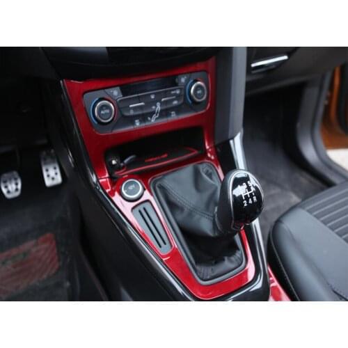 RED PAINTED CARBON FIBER Car Inner Gear Panel Modification Trim Sticker for Ford Focus Mk3 Mk4 2012-2016 2017 2018