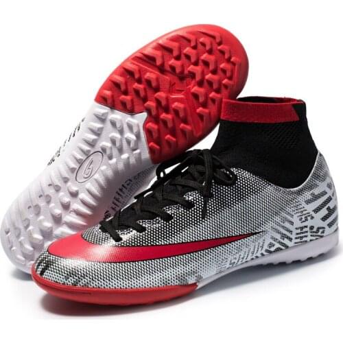 Turf Soccer Shoes Mens Indoor High Ankle Football Shoes Nonslip Soccer Cleats Shoes Boys Kids Training Sneakers Men Trainers New