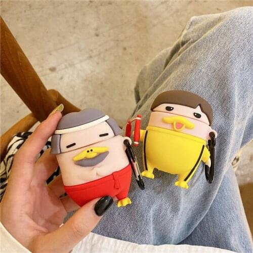 Cartoon for Airpods 1 2 Case 3D Sausage Lee Popular Box Duck Fitness Soft Silicone Wireless Bluetooth Headphone Protective Cover