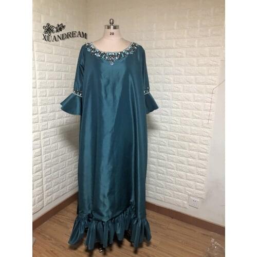 Muslimische abendkleider elegant occasion dresses for women robes de soiree crystals o neck long evening dresses for party XD-87