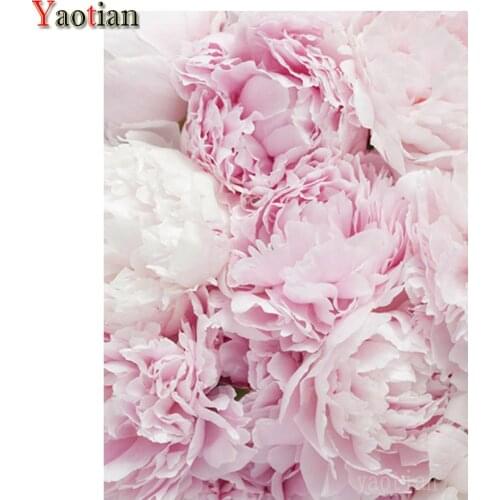 5D DIY Diamond Painting Pink Peony Flower Full Square Round Drill Embroidery Cross Stitch Kit Icon Gift Mosaic Puzzle Home Decor
