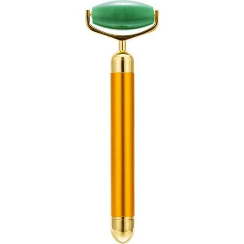 Jade Stone Rose Quartz Roller Touch Contour Vibrating Facial Massager Energy Beauty Bar Face Skin Massage Tools