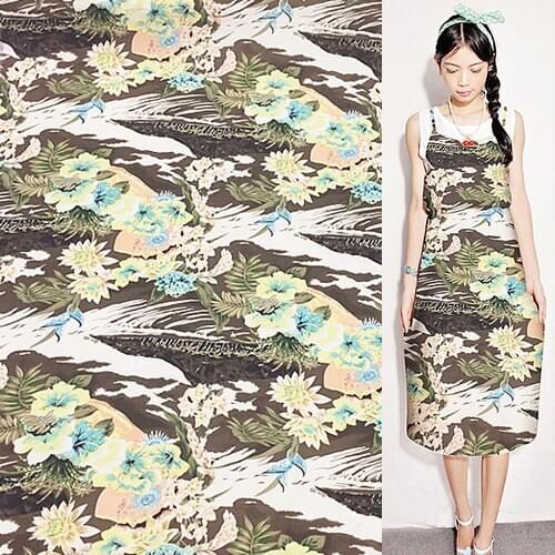 Thick flower pattern silk blending linen fabric silk blended fabric 40" width 33momme by yard,SLN088