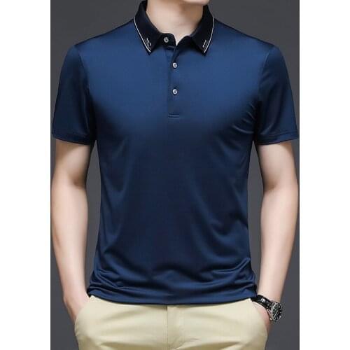 Summer Short Sleeve Polo Shirt Men Navy Blue Casual Business Top Wear Brand Anti-wrinkle Mens Poloshirt Slim Fit Burgundy 2021