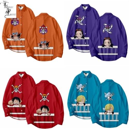 One-Piece Anime 3D Printing Unisex Shirt Women/Men Casual Long Sleeve Cool Loose Button Streetwear Overclothes Oversize 6XL