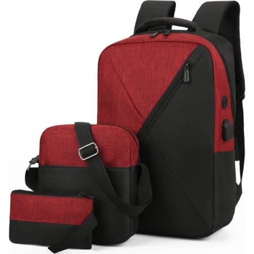 3pcs/Set 15.6 Inch Laptop Backpack Large Capacity Schoolbag Anti-Thief USB Charging Backpacks Women Men Waterproof Travel Bag