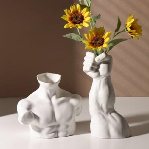 Nordic Ceramics Human Body Art Vase Bust Statue Ornaments Dining Table Flower Arrangement Container Home Decoration Accessories