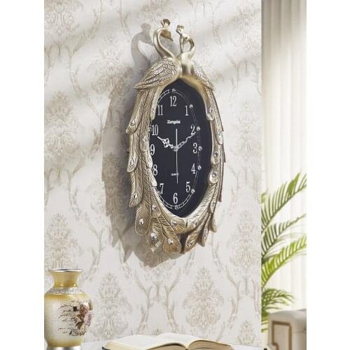 Zq Modern Minimalist Living Room Peacock Wall Clock Home Art Pocket Watch Quartz Clock Bedroom