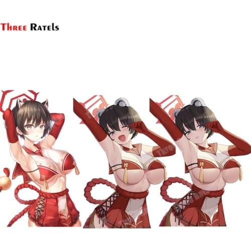 Three Ratels B208 Tsubaki Blue Archive Occlusion Scratch DIY Vinyl Material Decor For Passat b8 Anime Stickers Anime Auto Decal