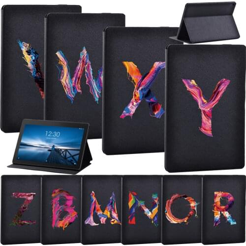 High-quality Tablet Stand Cover Case for Lenovo Tab E10 10.1 Inch/Tab M10 10.1 Inch Initial Letter Series Print Pattern + Stylus