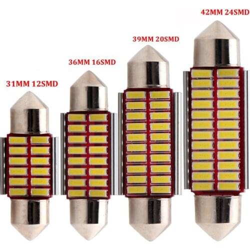 YSY 10PCS 31mm 36mm 39mm 41mm C5W C10W 12 16 20 24 SMD 4014 LED Bulb CANBUS ERROR FREE Auto Festoon Lamp Car Interior Light
