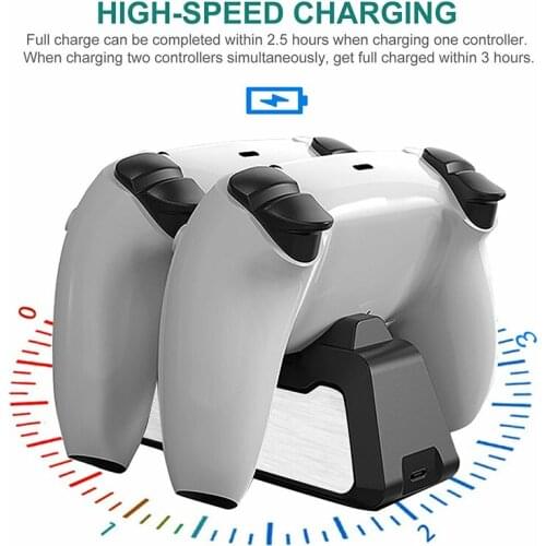 Gamepad Charger Station Stand Dual Controller Charger Dock Handle Charging With LED For PlayStation 5 Games Accessories