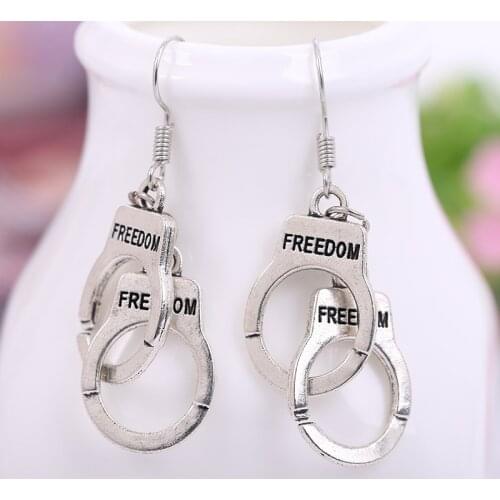Ruifan Europe Fashion Cool Punk Handcuff Earrings for Women Girls Vintage Silver Plated Hook Drop Earring Popular Jewelry YEA433