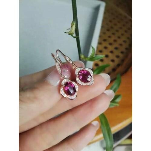 Natural red garnet stone drop earrings 925 silver Natural gemstone drop earring women personality drop Earrings for engagement