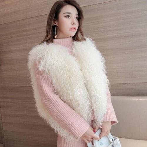 Womens Clothing Genuine Fur Vest winter women Real Fur Mongolia Sheep Fur Gilet Luxury Waistcoat Girl Brand Fur sr618