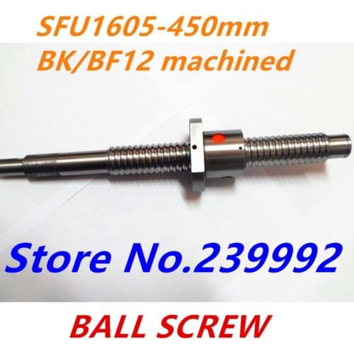 1pc Ball Screw SFU1605 450mm+ 1pc RM SFU1605 Ballscrew Ballnut for CNC and BK12 / BF12 standard end machined CNC Parts