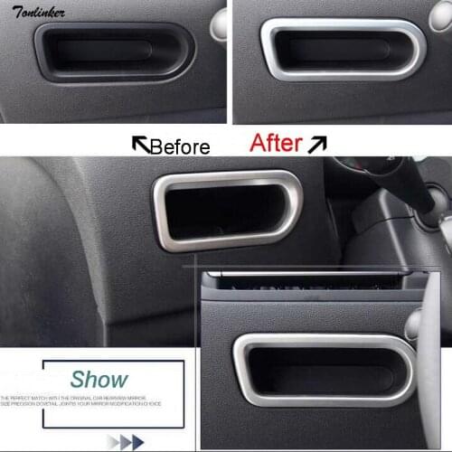 Tonlinker 1 Pcs DIY Car Styling ABS matte Main drive position storage box stickers Cover Case Stickers For Citroen C4 2016-17
