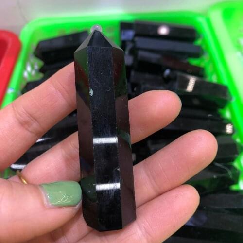 1PCS Natural obsidian stone Crystal Point Wand Healing Reiki Obelisk Quartz Polished Energy Stone Home Decoration Gift